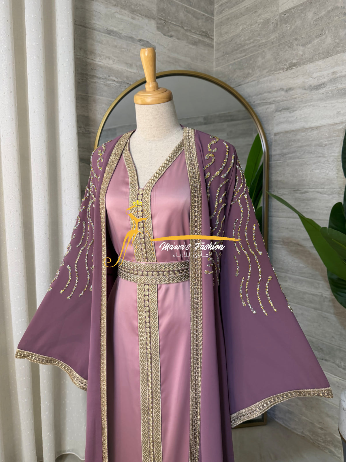 Luxury Dusty Rose KaftanEmbroidery- Style H3426E