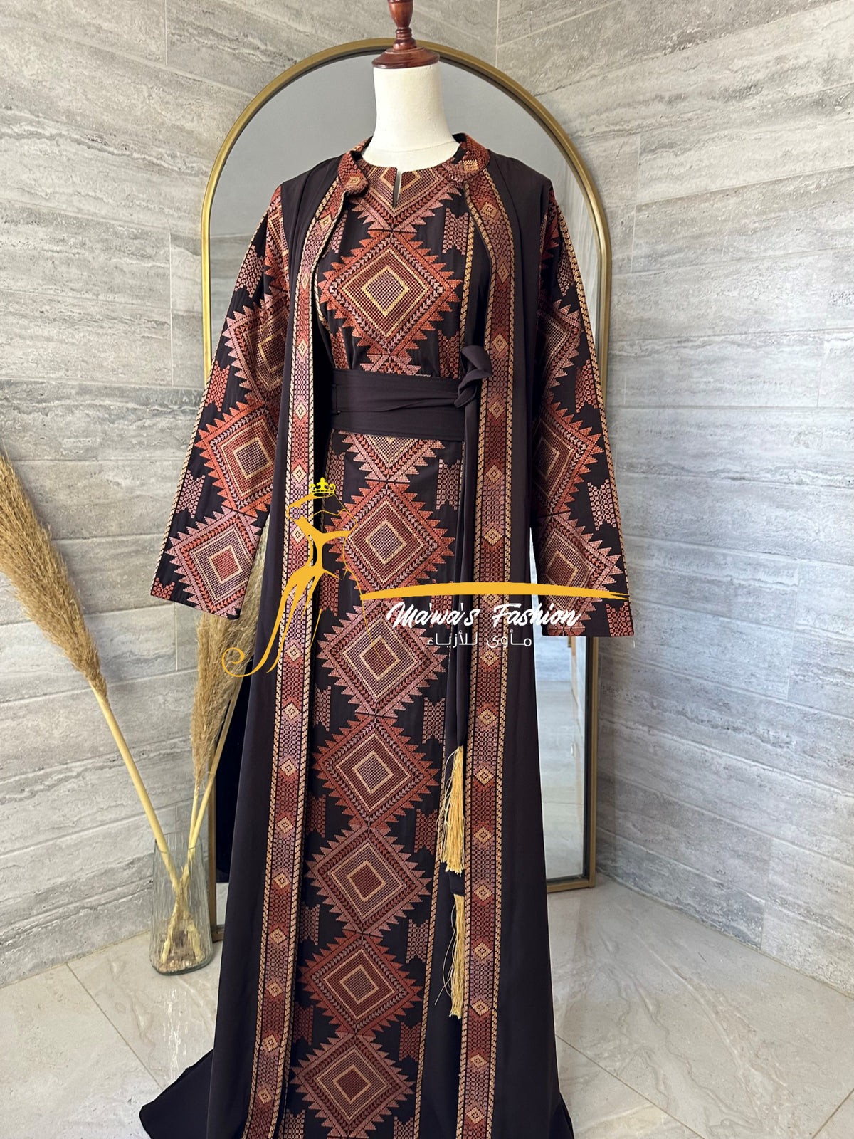 3 piece Kaftan brown