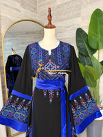 Black & Royal Blue Embroidered Luxury Thobe - Style Q154