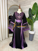 Black & Violet Embroidered Luxury Thobe - Style Q154