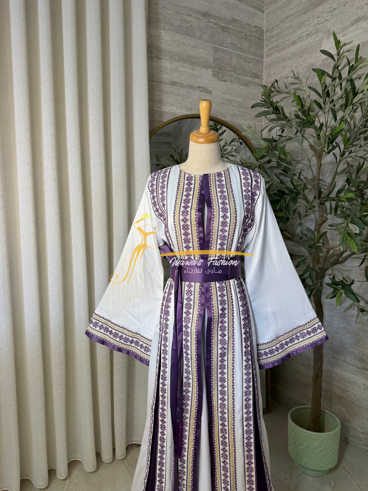 Royal Purple Embroidered Kaftan Style kz221a
