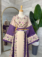 Beige & Lavender Violet Thobe - Style Q126