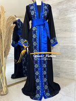 Final sale ….Black and royal blue 3 piece Kaftan / Bisht belt and underdress included