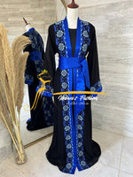 Final sale ….Black and royal blue 3 piece Kaftan / Bisht belt and underdress included