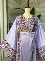 LuxuryLavenderSatin Embroidered Thobe - Style Q428I