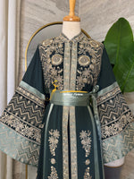 Emerald Green & Gold Luxury Kaftan Embroidery- Style H4526B