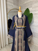 Luxury Navy Blue Embroidered Caftan Set- Style H426B