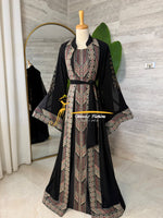 Luxury Black Embroidered Caftan Set- Style H426C