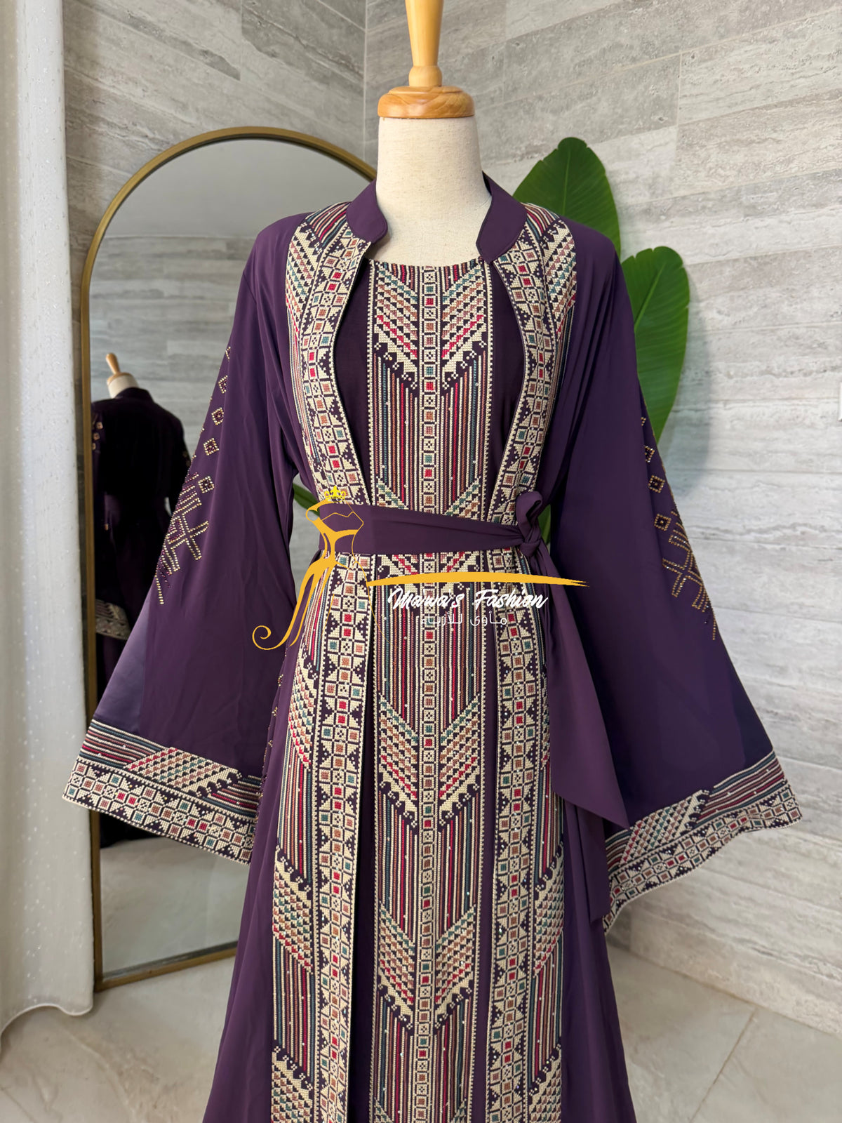 Luxury Deep Purple Embroidered Caftan Set- Style H426D