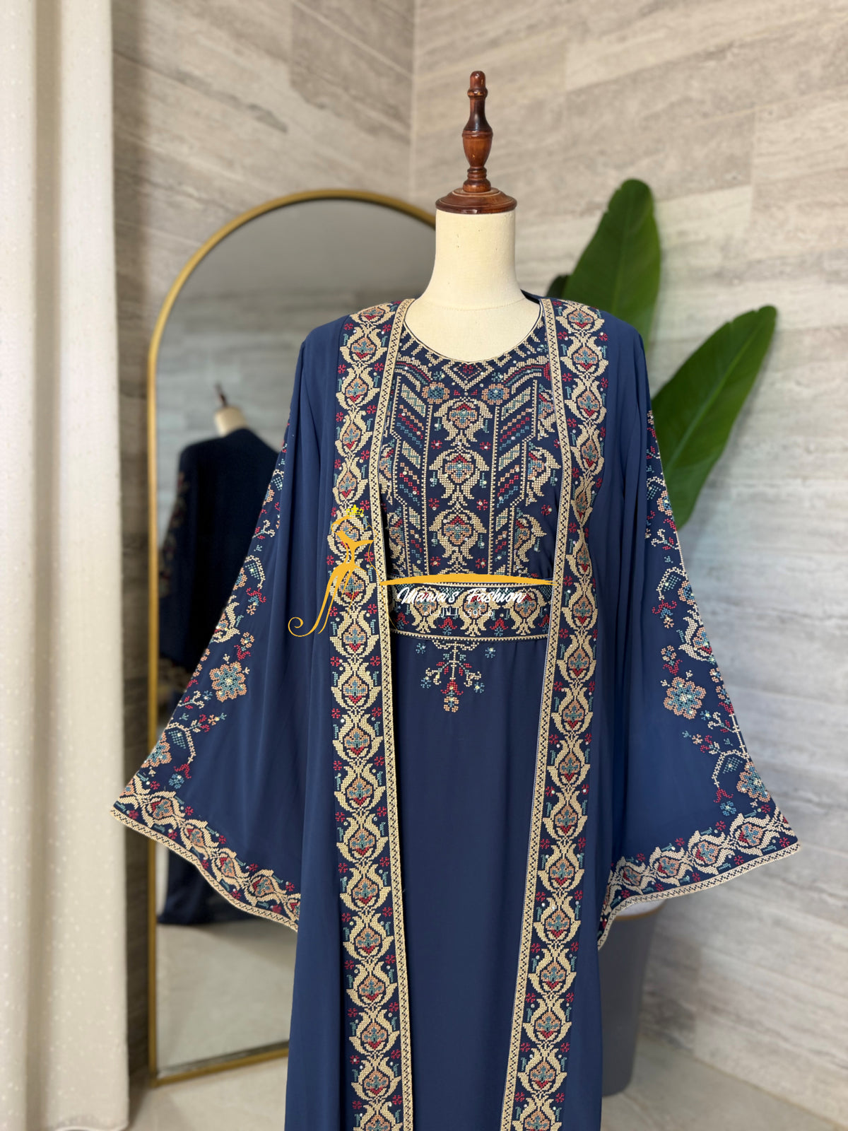 Navy Blue Embroidered Kaftan (2-Piece) Stayle NQ726 D