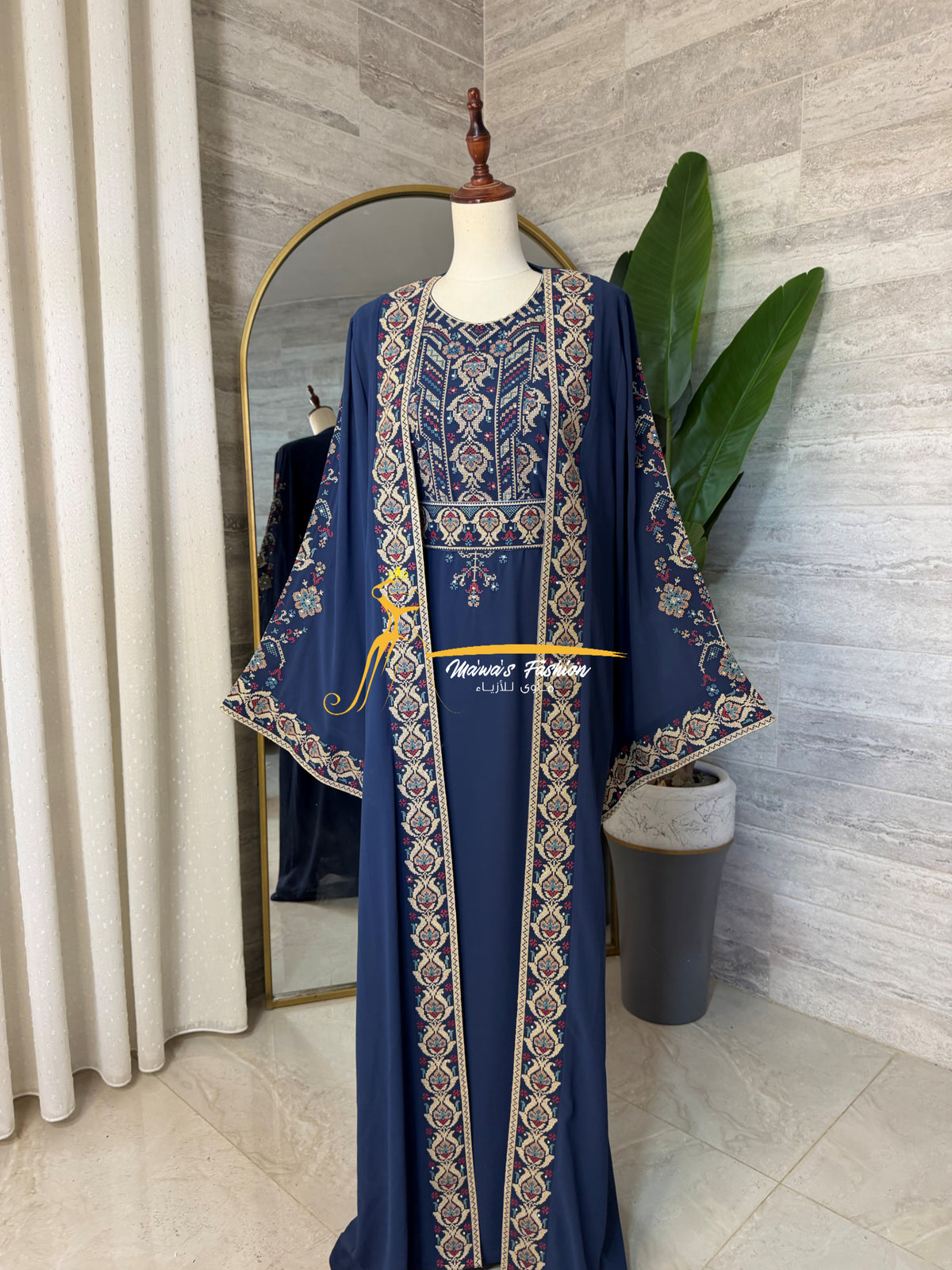 Navy Blue Embroidered Kaftan (2-Piece) Stayle NQ726 D