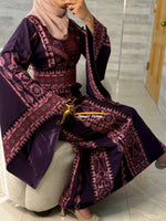 Royal Embroidered Thobe –Deep Plum & Dusty Pink Style G008C