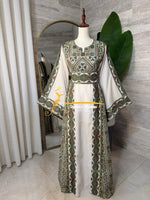 Category Luxury Off-White Geometric Embroidered Thobe - Style MG4926 B