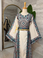 Luxury Off-White Geometric Embroidered Thobe - Style MG4926 C
