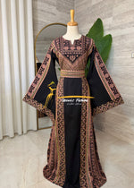 Luxury Black Heavy Embroidered Thobe with Handmade Beading - Style MG526A