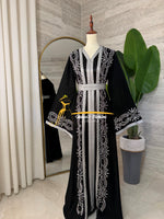 Elegant 3-Piece Black & Silver Embroidered Kaftan- Style NQ526