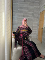 LuxuryBlack Embroidered Thobe with Hand-Crocheted Trim - Style MZ126E