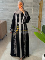 Elegant 3-Piece Black & Silver Embroidered Kaftan- Style NQ526