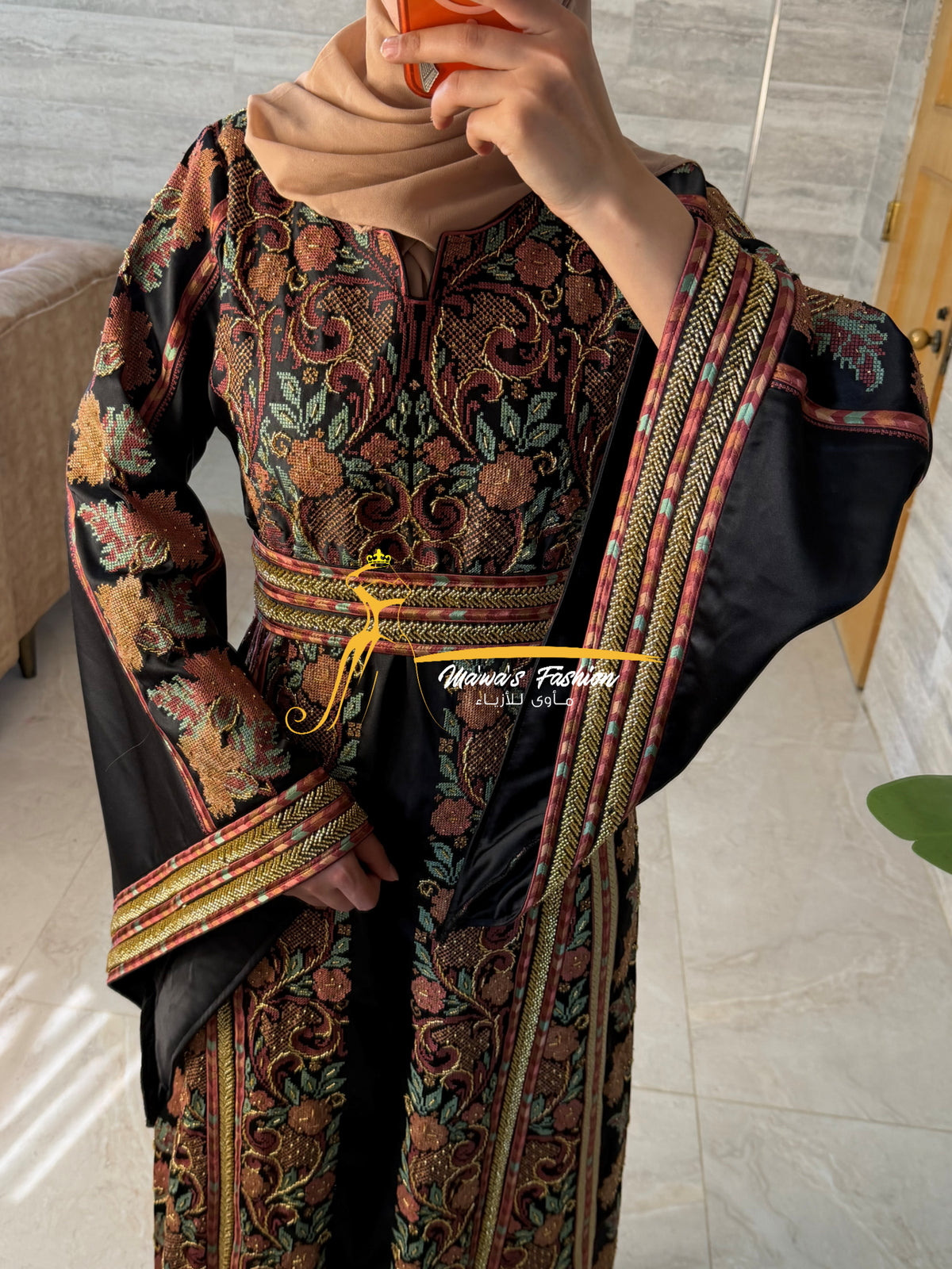Classic Black Palestinian Thobe – Style MZ326C
