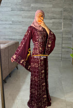 Maroon Burgundy Thobe with Heritage Embroidery Thobe - Style G226 C