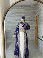 Royal Blue Floral Print Contrast Maxi Thobe Style NQ002 A