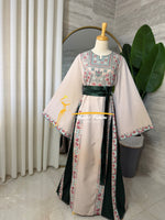 Elegant Embroidered Thobe –Beige & Green- Style HZ526F