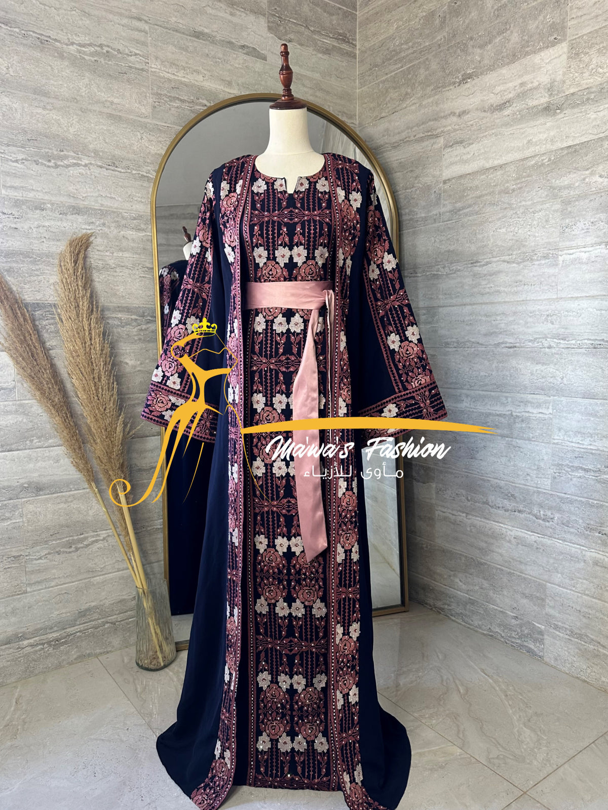 3 piece Kaftan navy blue final sale