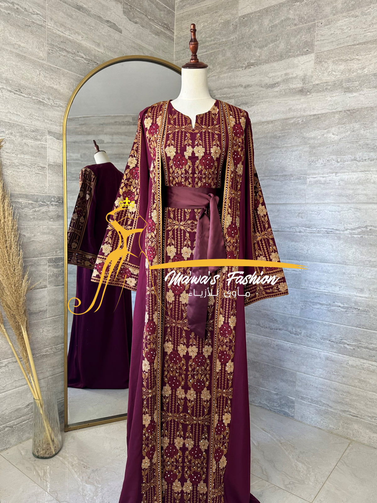 3 piece Kaftan maroon