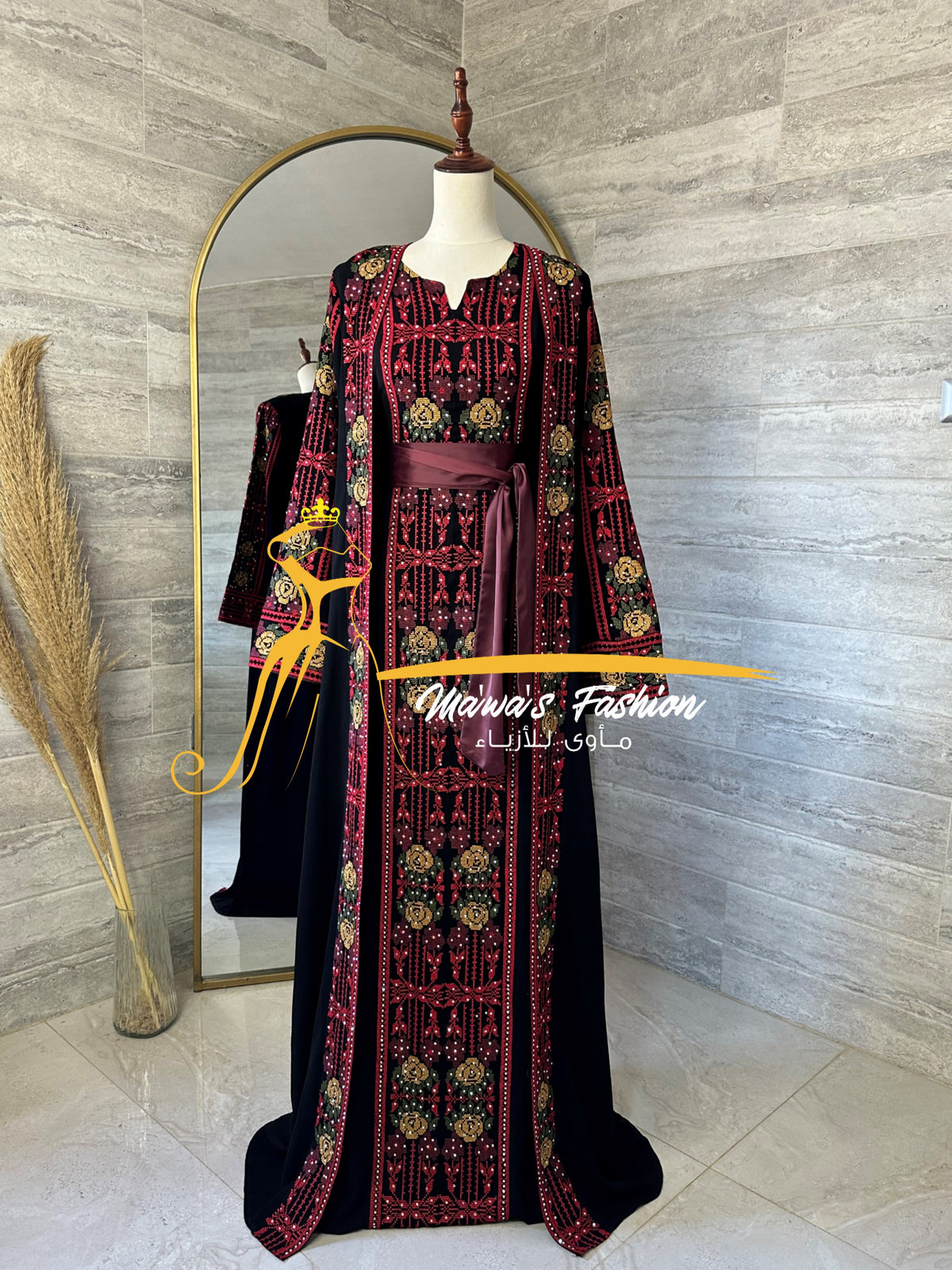 3 piece Kaftan black