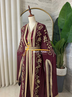 3-Piece Burgundy &Gold Luxury Kaftan - Style HK8026D