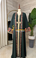 Luxury Dark Emerald Embroidered Kaftan - Style H3226C