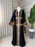 Luxury Midnight Black Embroidered Kaftan - Style H3226D