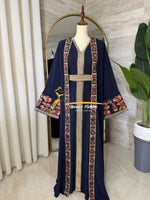 Luxury Navy Blue Embroidered Kaftan - Style H3226E
