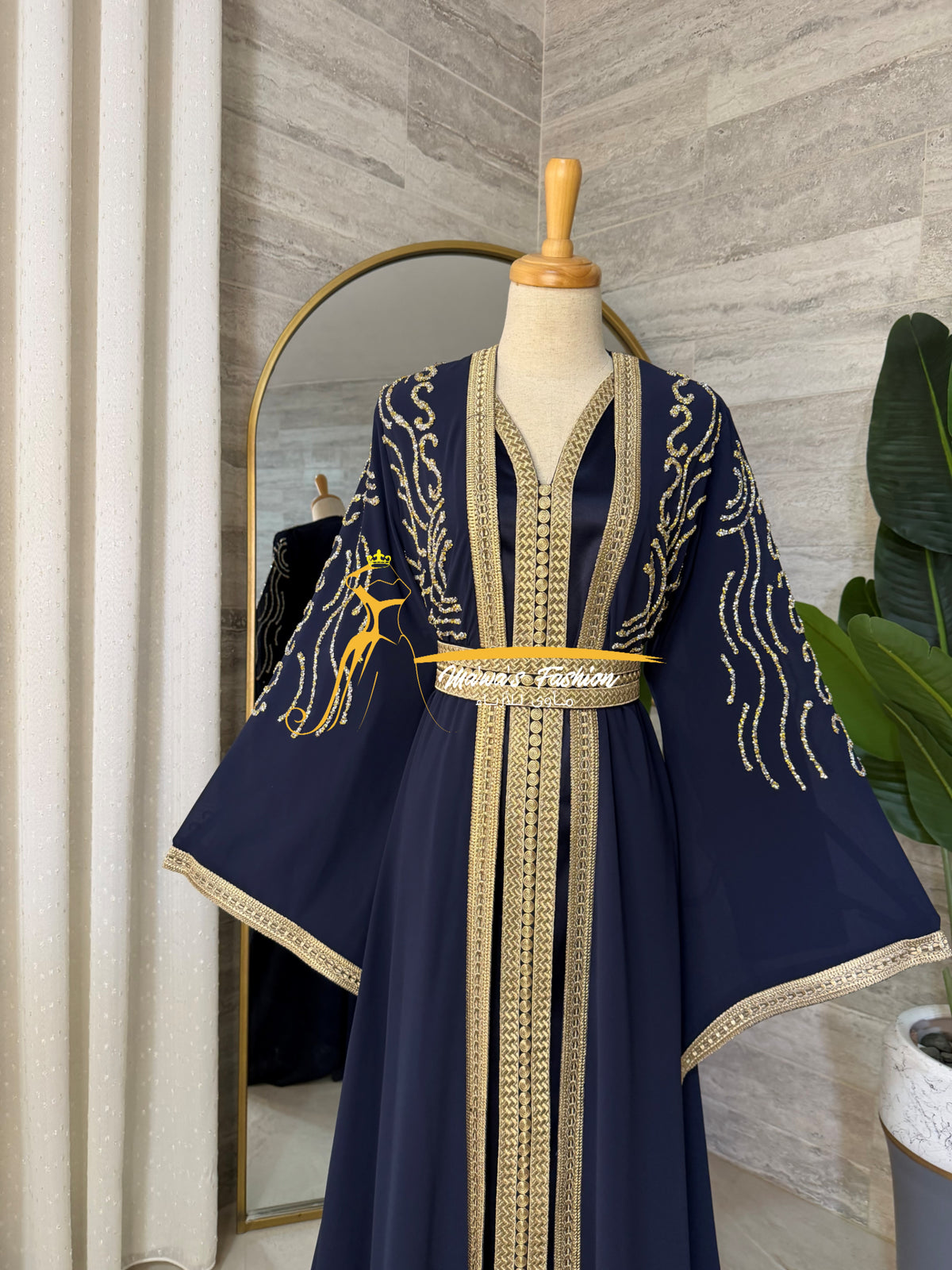 Luxury Navy Blue KaftanEmbroidery- Style H3426C