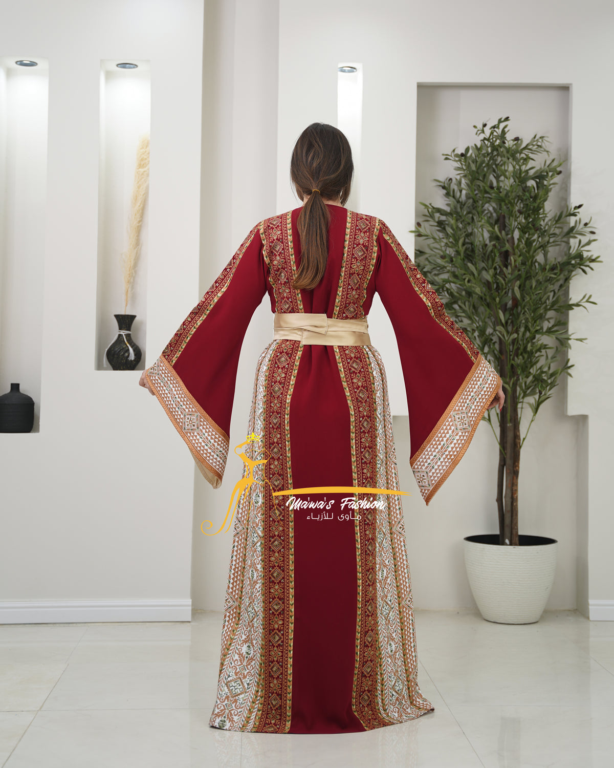 Royal Burgundy & Heritage Gold Thobe - Style G126