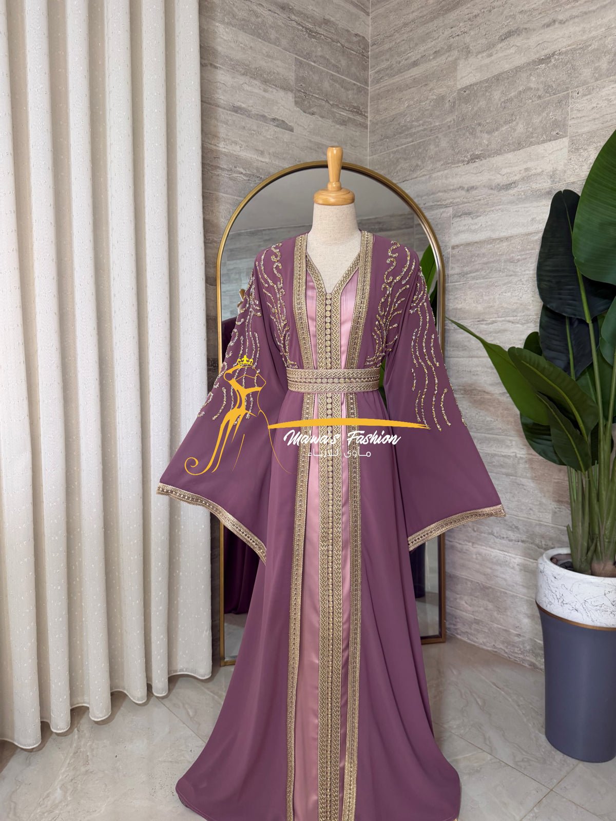 Luxury Dusty Rose KaftanEmbroidery- Style H3426E