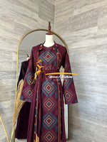 3 piece Kaftan burgendy