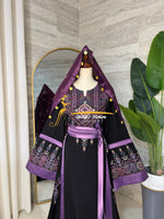 Black & Violet Embroidered Luxury Thobe - Style Q154