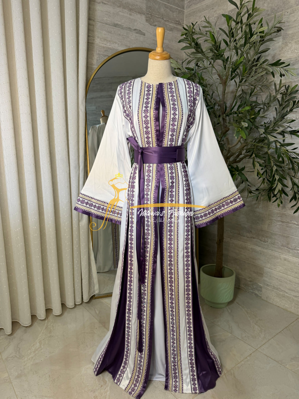 Royal Purple Embroidered Kaftan Style kz221a