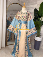 Beige & Sky Blue Thobe - Style Q126