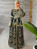 Emerald Green & Gold Luxury Kaftan Embroidery- Style H4526B