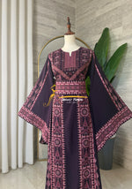 Royal Embroidered Thobe –Deep Plum & Dusty Pink Style G008C