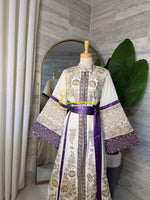 Ivory & Royal Purple Luxury KaftanEmbroidery- Style H4526A