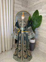 Emerald Green & Gold Luxury Kaftan Embroidery- Style H4526B