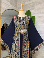 Luxury Navy Blue Embroidered Thobe - Style GM2125 A
