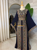 Luxury Navy Blue Embroidered Thobe - Style GM2125 A