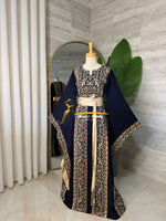 Luxury Navy Blue Embroidered Thobe - Style GM2125 A