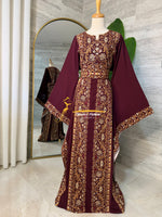 Luxury Burgundy Embroidered Thobe - Style GM2125 B