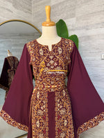 Luxury Burgundy Embroidered Thobe - Style GM2125 B