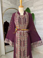 Luxury Burgundy Embroidered Caftan Set - Style H426A